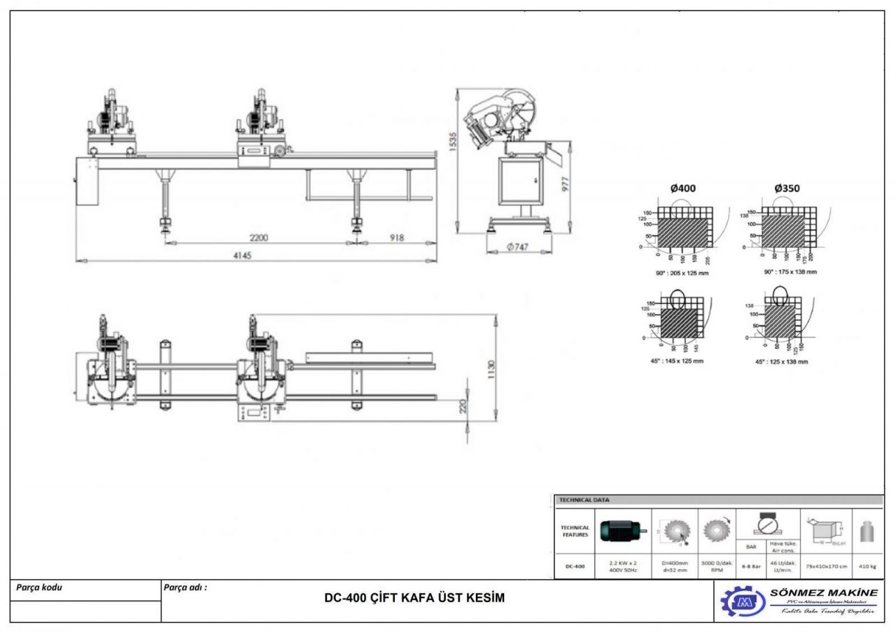 Çift Kafa Üst Kesim Makinesi DC400