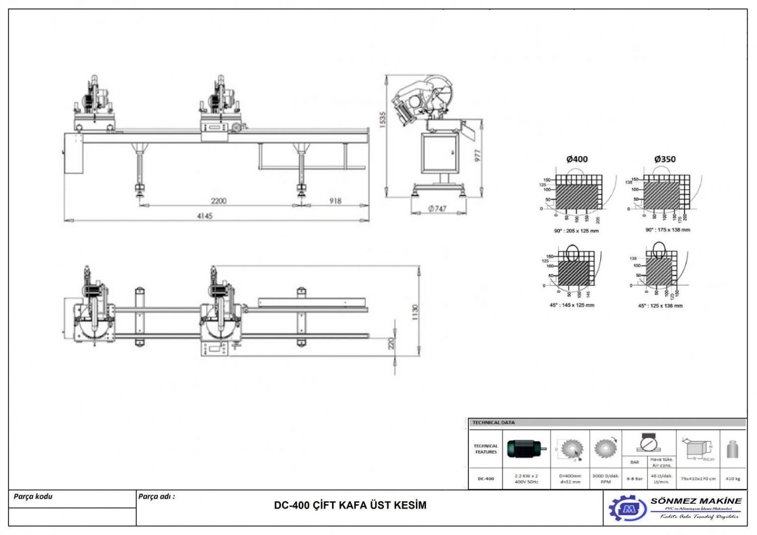 Çift Kafa Üst Kesim Makinesi DC 400